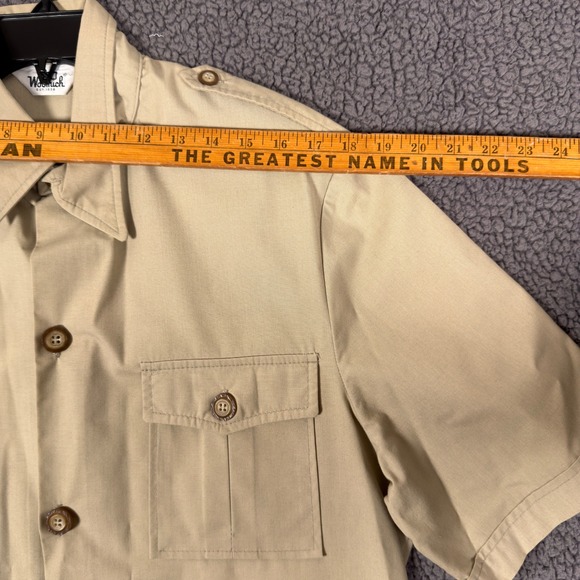Vintage Woolrich Safari Field Jacket Shirt Mens Large Tan Utility Bush Hunting - Picture 6 of 8